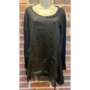 4 Love And Liberty Black Tunic Top Chiffon Overlay Whimsigoth Size L